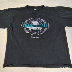 VINTAGE Roadkill Cafe Mcloed Montana T-Shirt Mens Size XXL Black Single Stitch